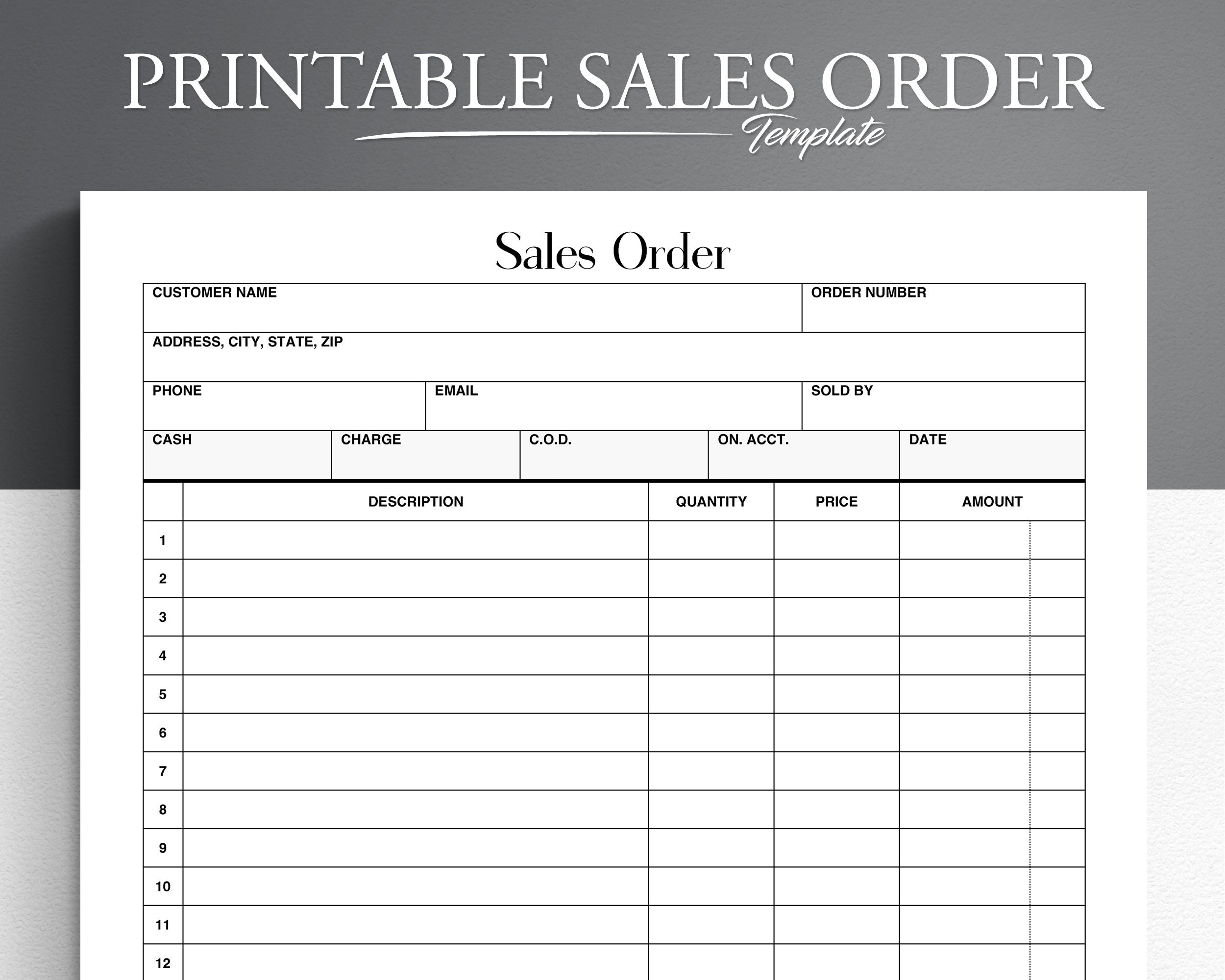 printable order form template printable order form template