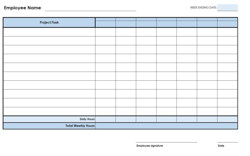 Printable PDF Weekly Timesheet Multi Projects Tasks Printable Timesheet Time Card Time Tracker Work Log Timekeeping Sheet Etsy