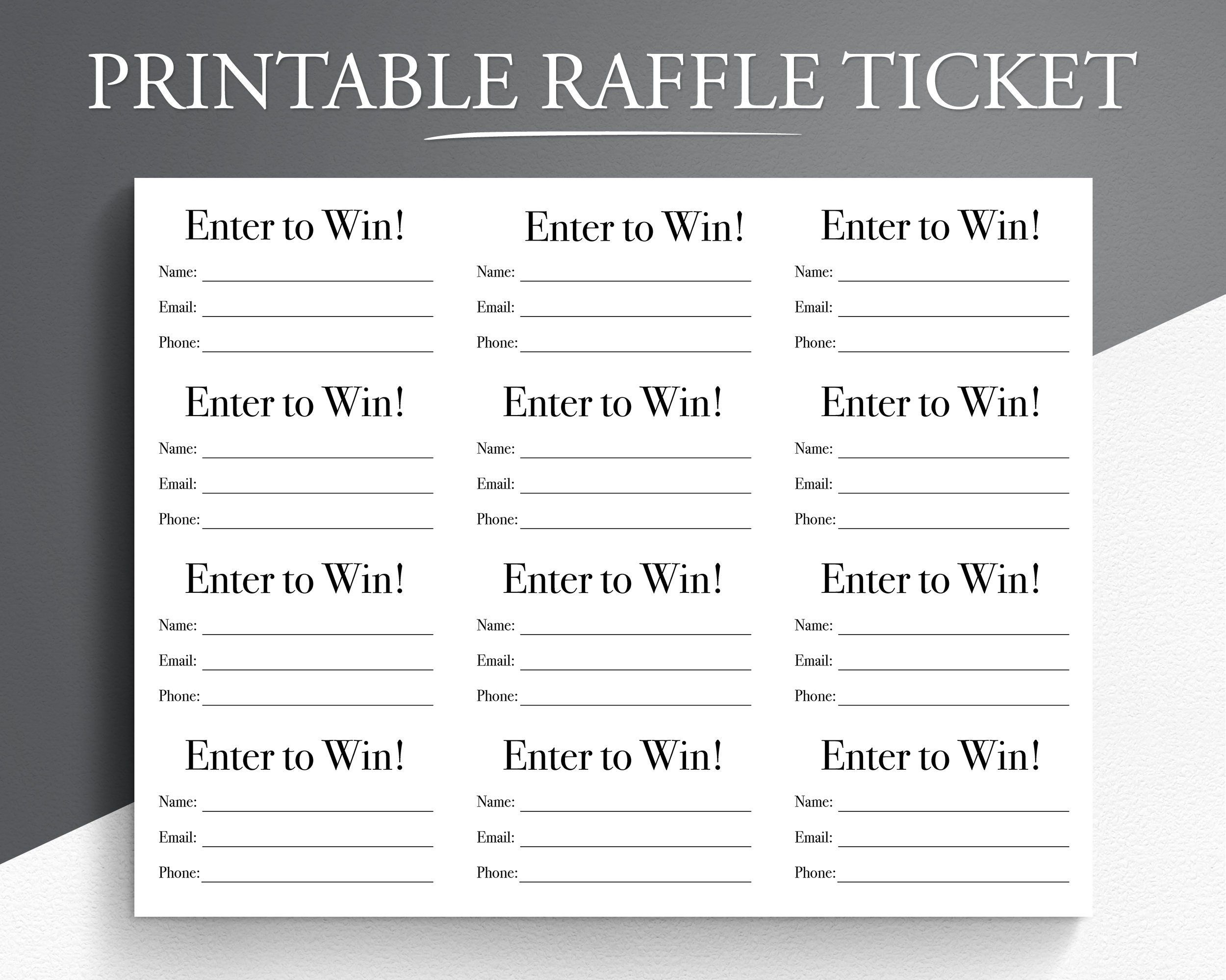 Printable Raffle Tickets Templates Free Shop On Pinterest