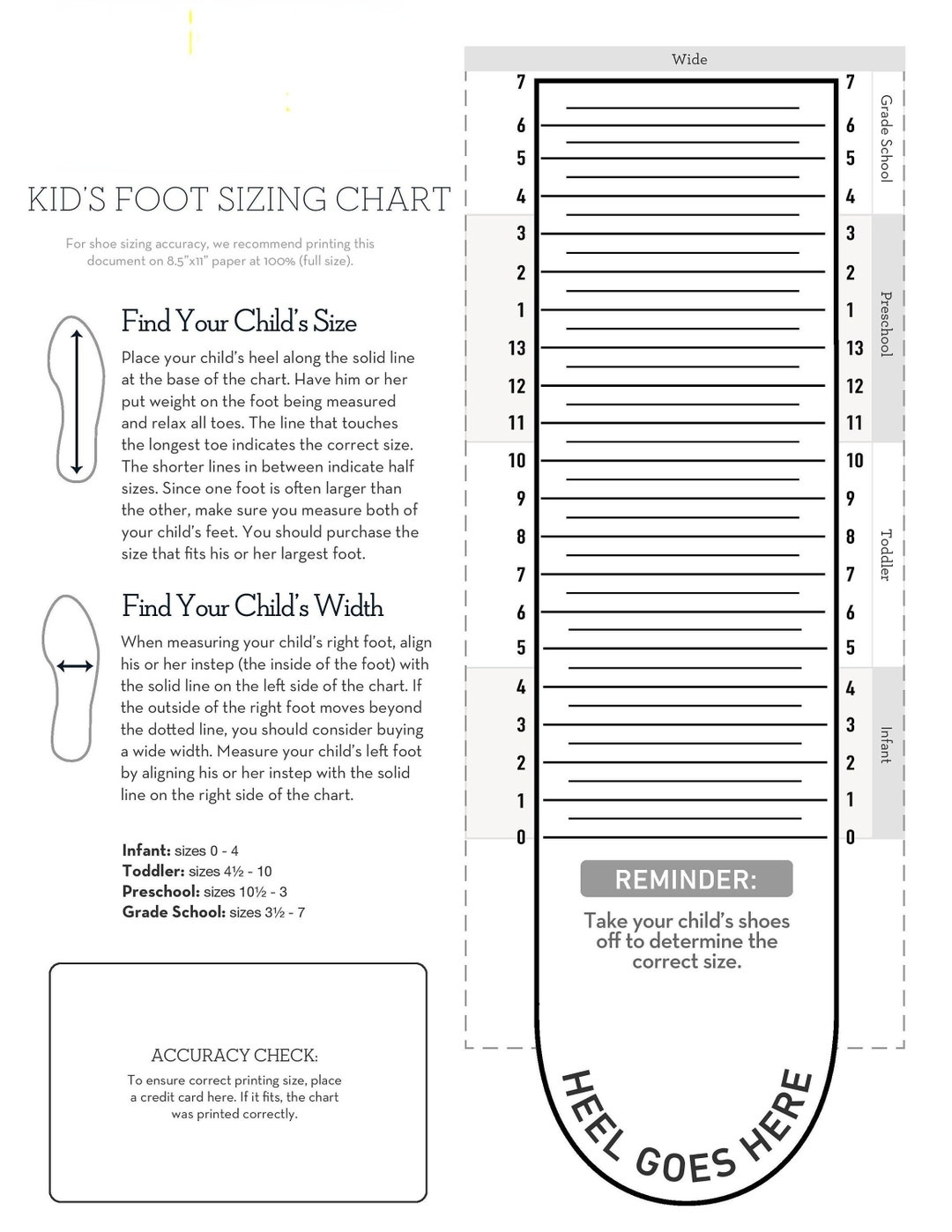 Printable Shoe Size Chart Width On Sale Printable Shoe Size Chart Width On Sale