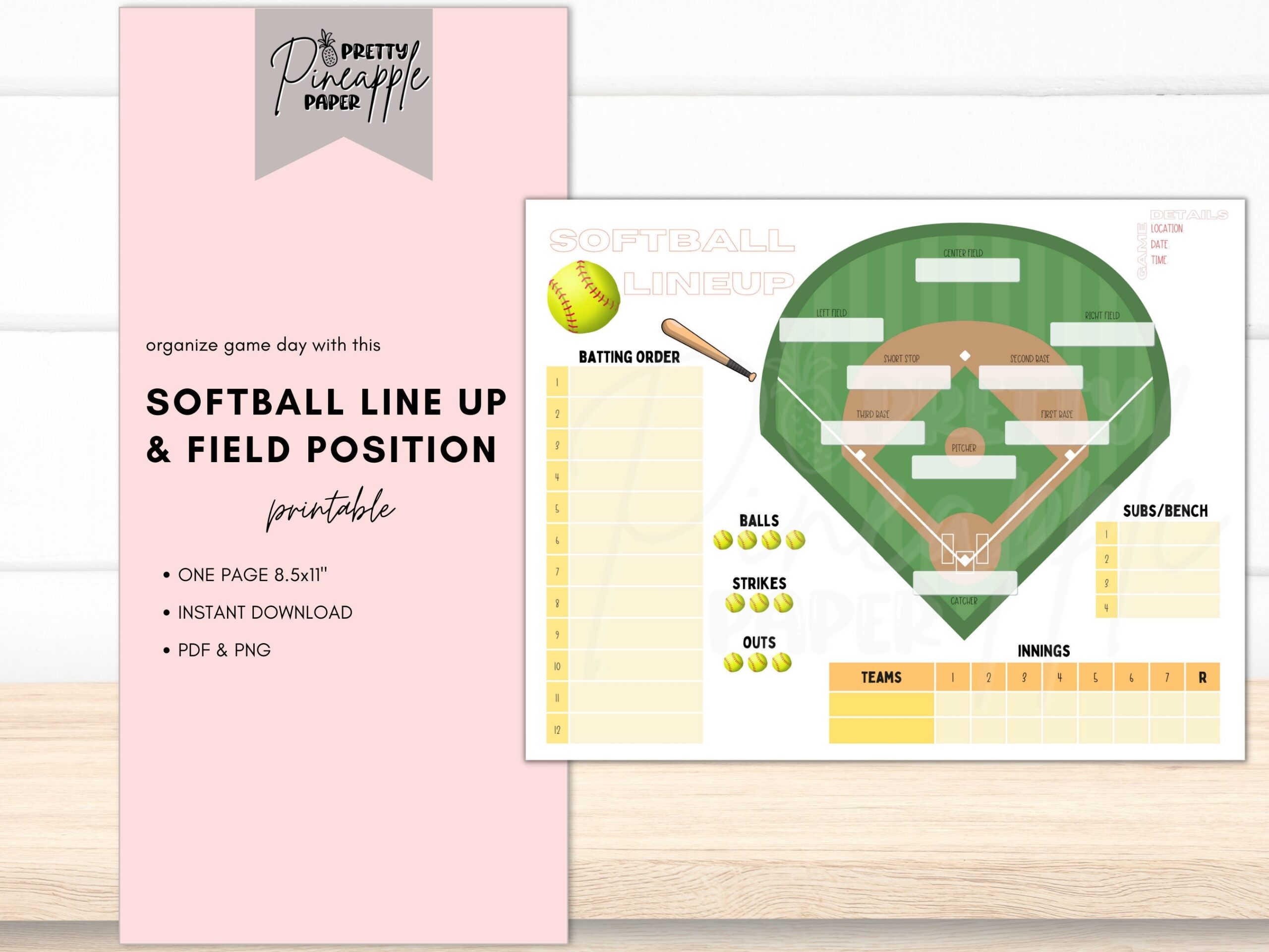 Printable Softball Line Up And Field Position Sheet Batting Order Dugout Instant Download For Coach And Team Mom Dad For Game Day Schedule Etsy