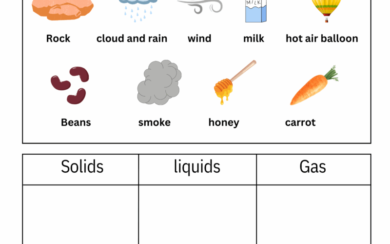 Printable Solid Liquids And Gas Worksheets For Grade 1 2 3 Made By Teachers