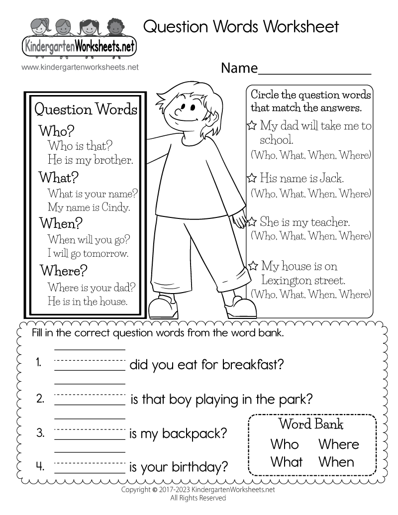 Question Words Worksheet Free Printable Digital PDF Question Words Worksheet Free Printable Digital PDF