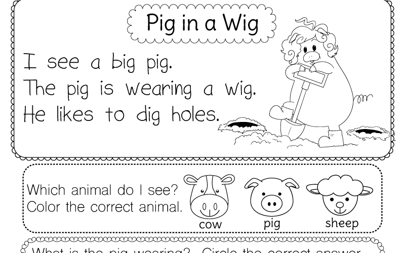 Reading Worksheet For Kids Free Printable Digital PDF