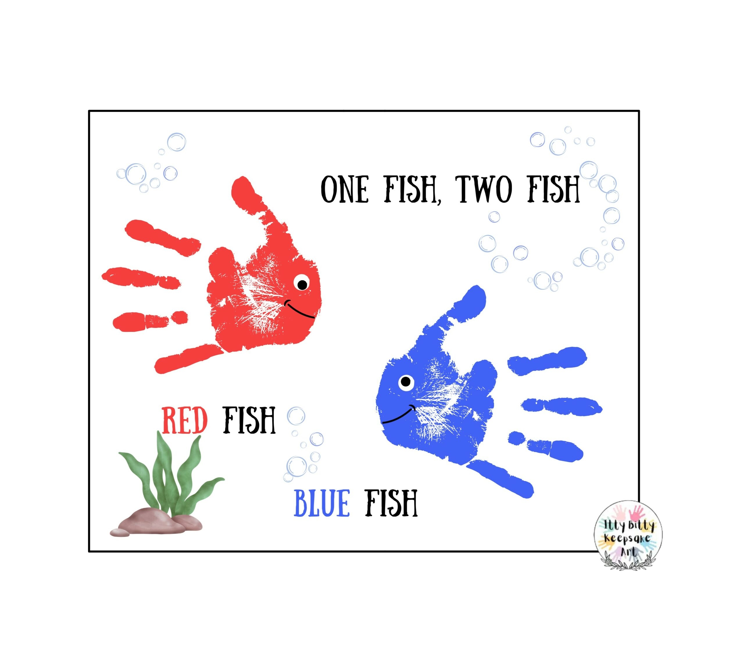 Red Fish Blue Fish Handprint Craft Art Printable Template Reading Across America Dr Suess Week Classful