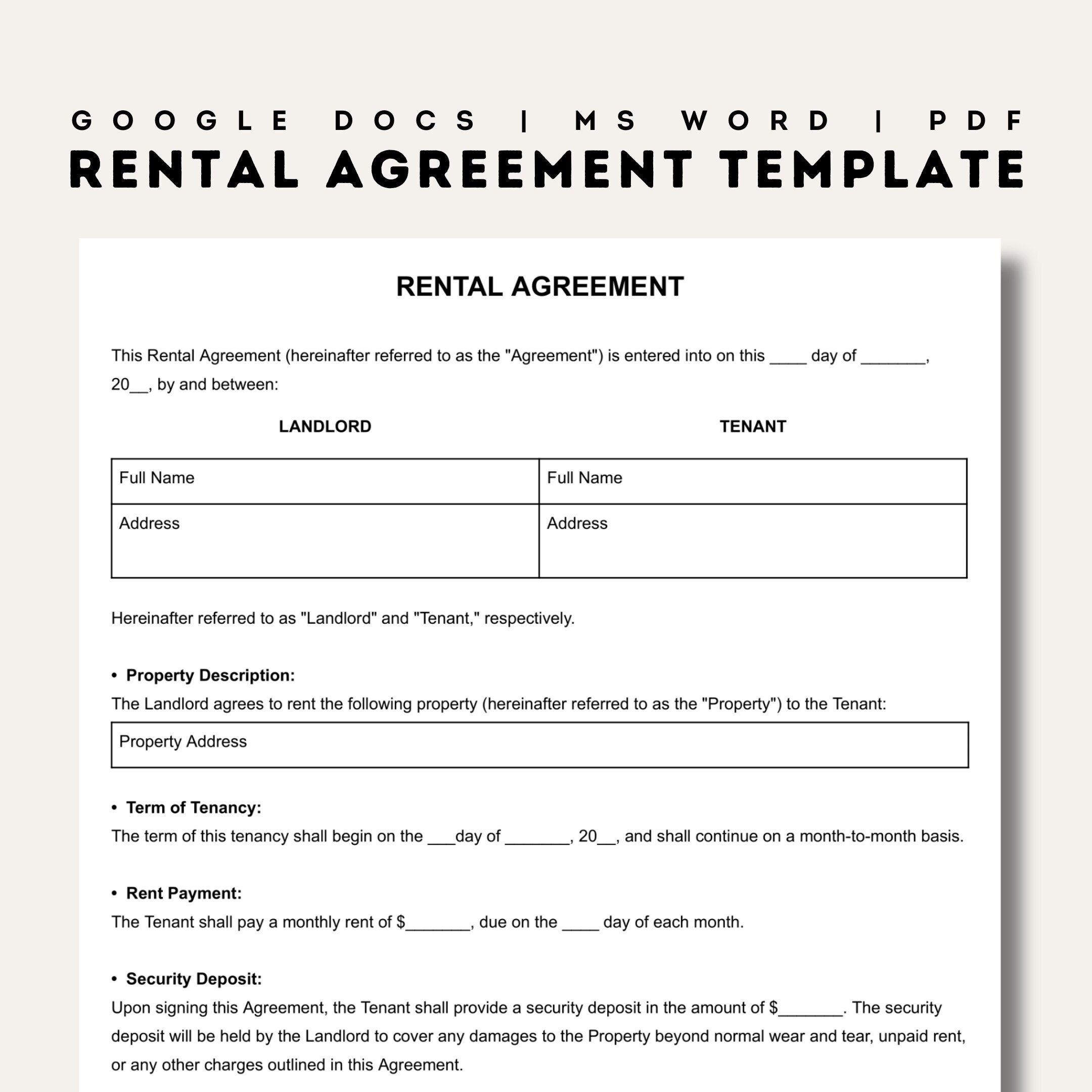 printable simple lease agreement template