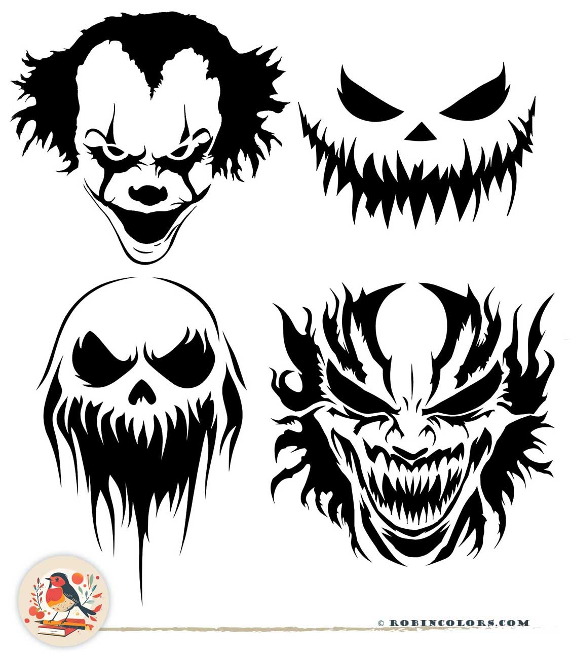 Scary Pumpkin Stencils For A Spine Chilling Halloween Robin Colors