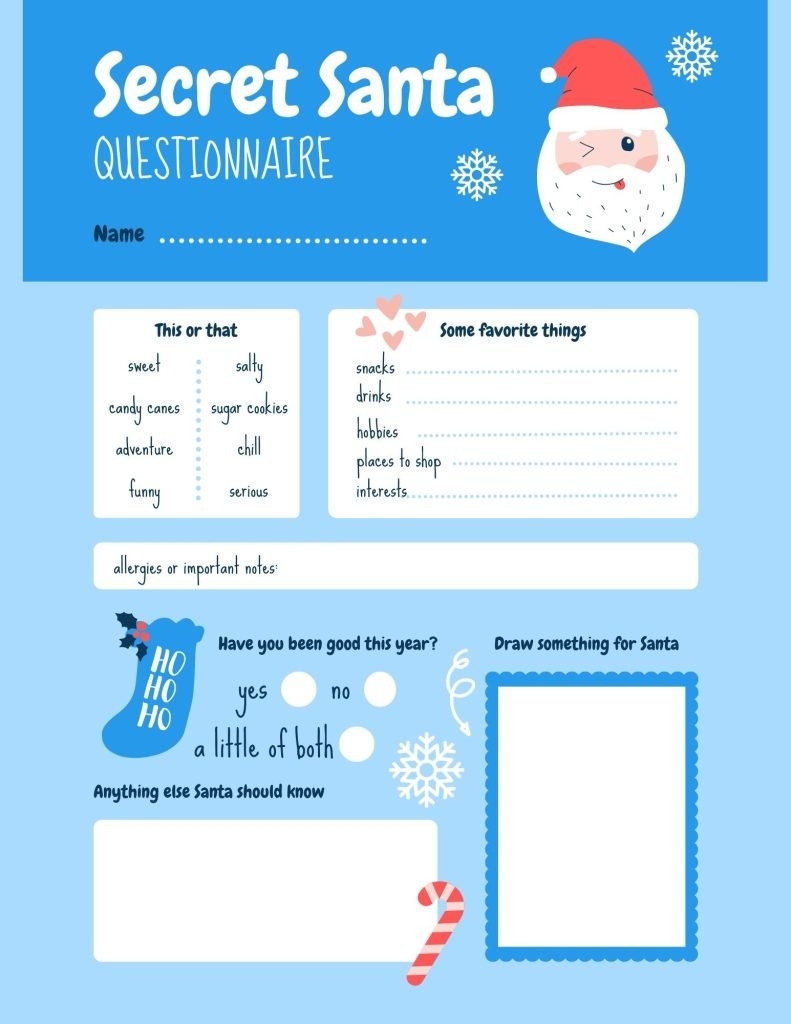 free printable secret santa worksheets