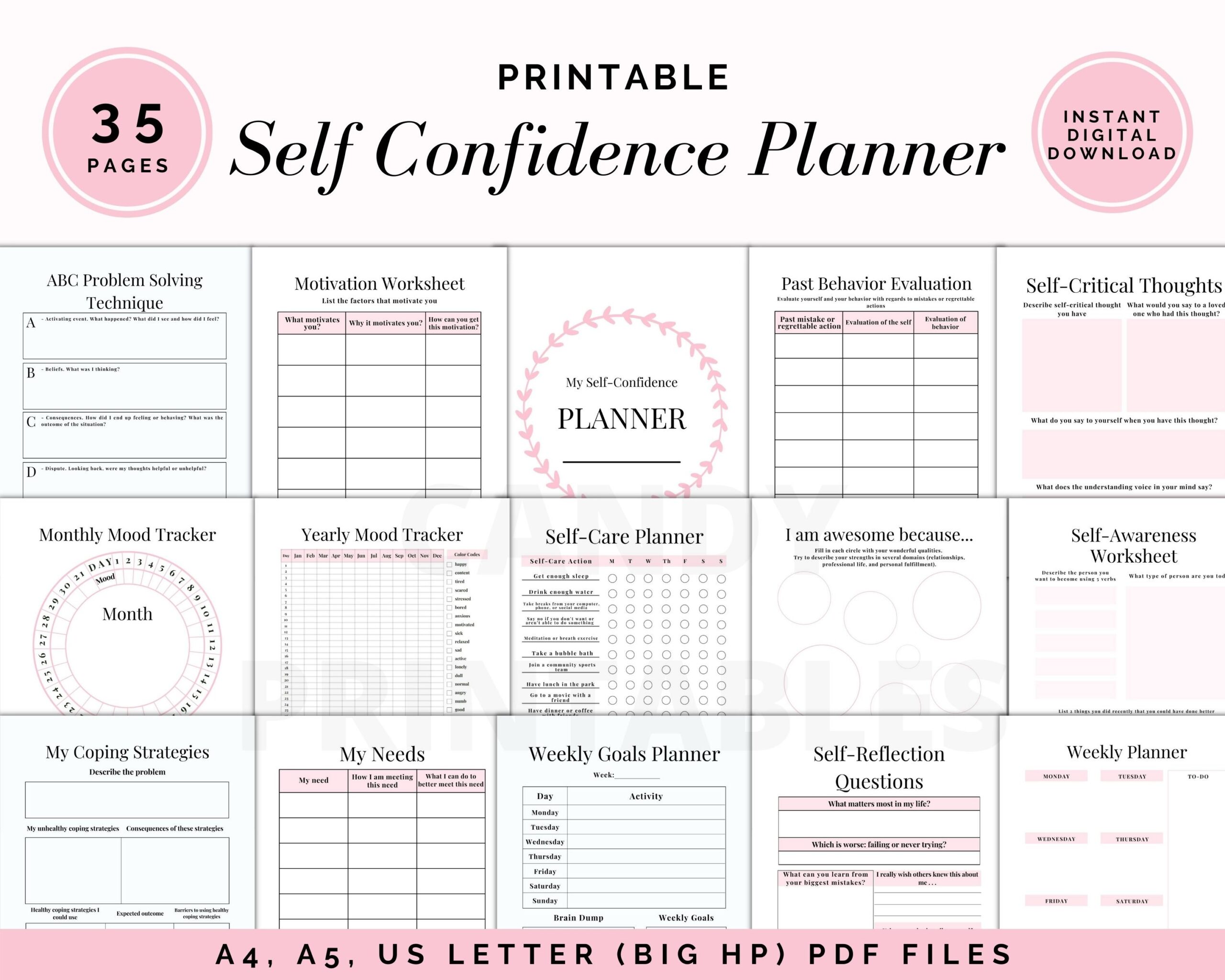 Self Confidence Planner Self esteem Workbook Self care printable PDF Etsy Self Confidence Planner Self esteem Workbook Self care printable PDF Etsy
