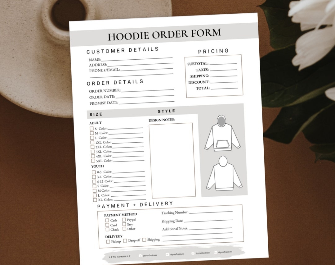 Shirt Order Form T Shirt Order Form Template Edit In Canva Custom Hoodoe Sweatshirt Order Form