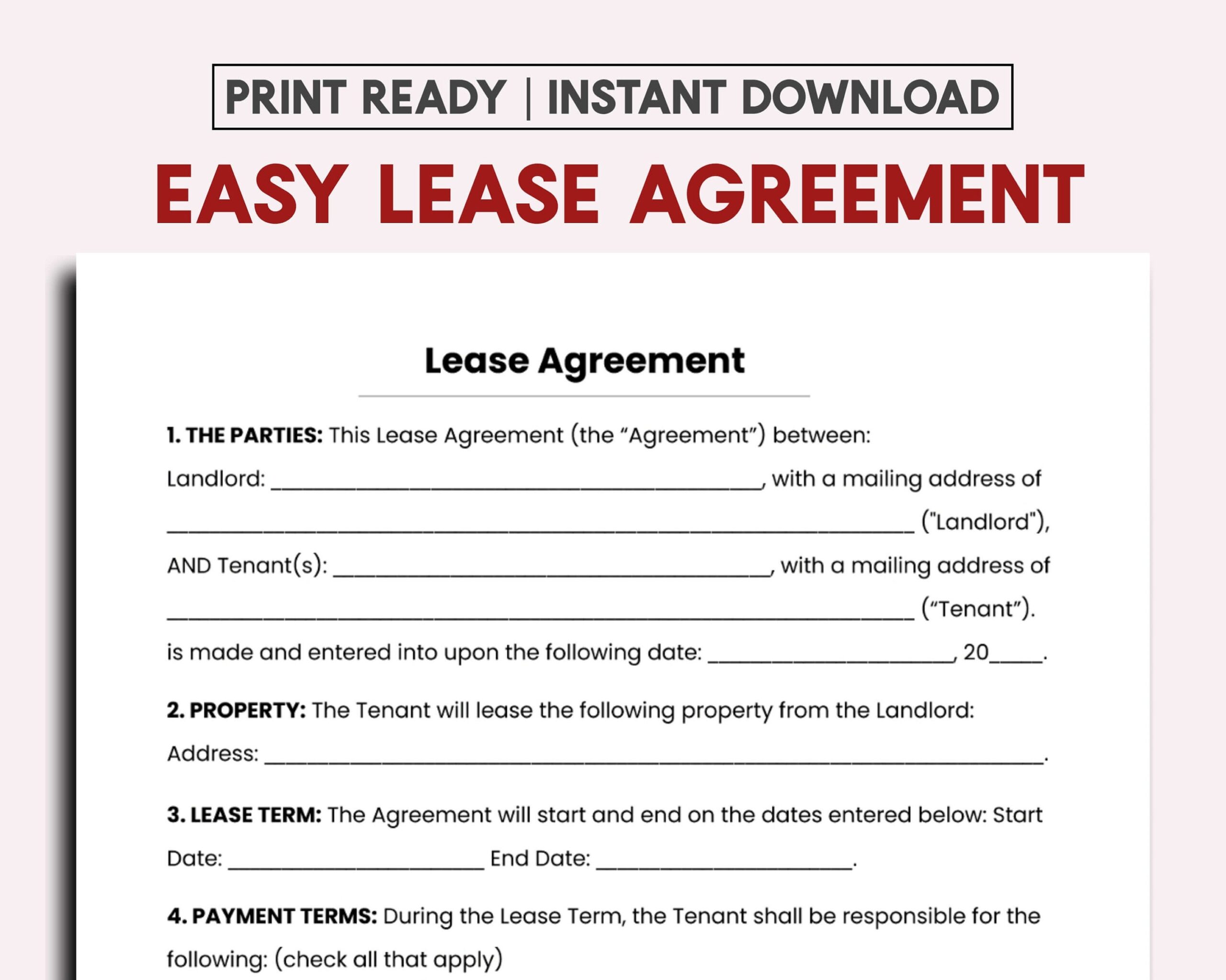 rental agreement template printable