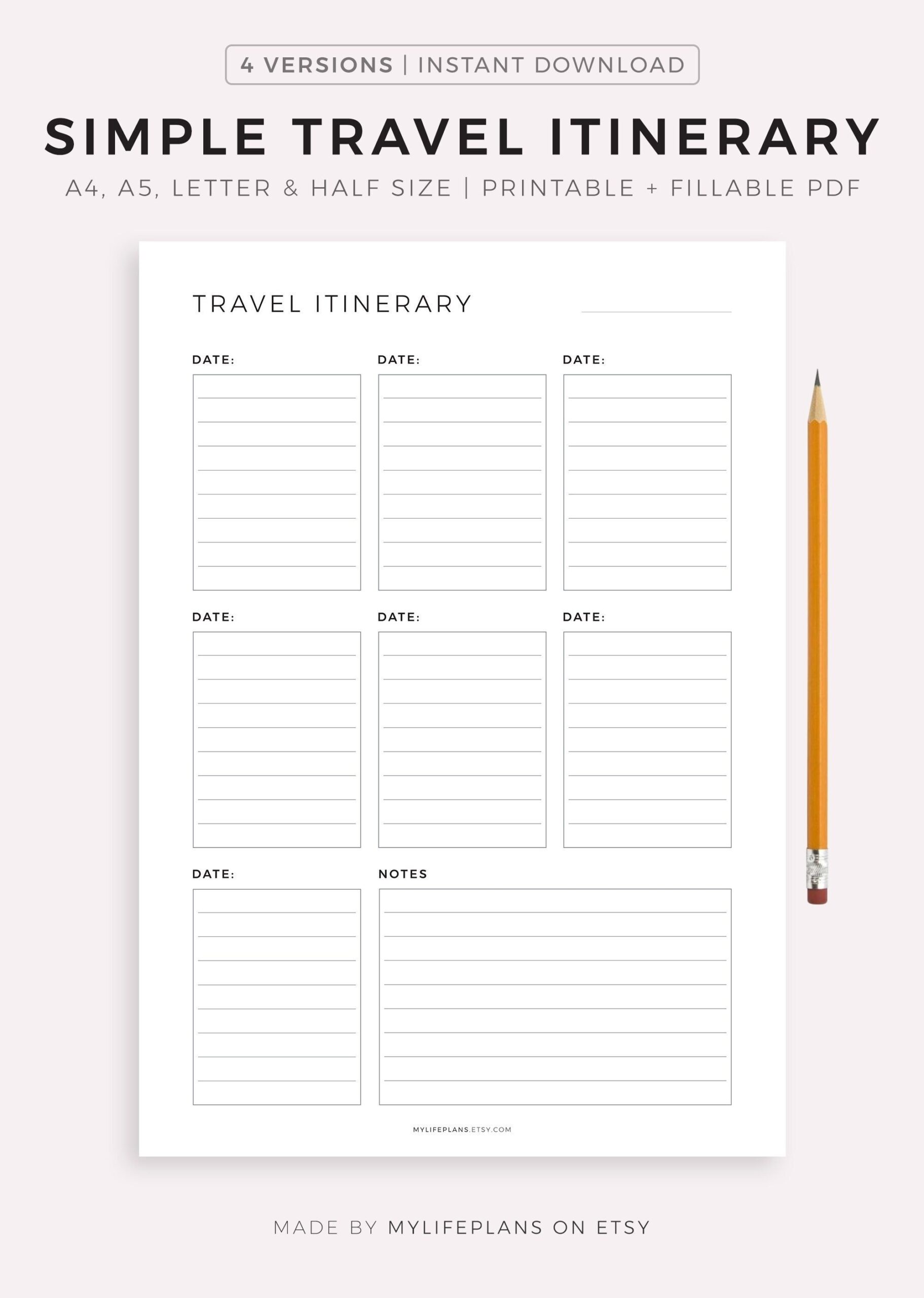 Simple Travel Itinerary Printable Travel Planner Template Vacation Planner Travel Schedule A4 a5 letter half Size Instant Download PDF Etsy Simple Travel Itinerary Printable Travel Planner Template Vacation Planner Travel Schedule A4 a5 letter half Size Instant Download PDF Etsy