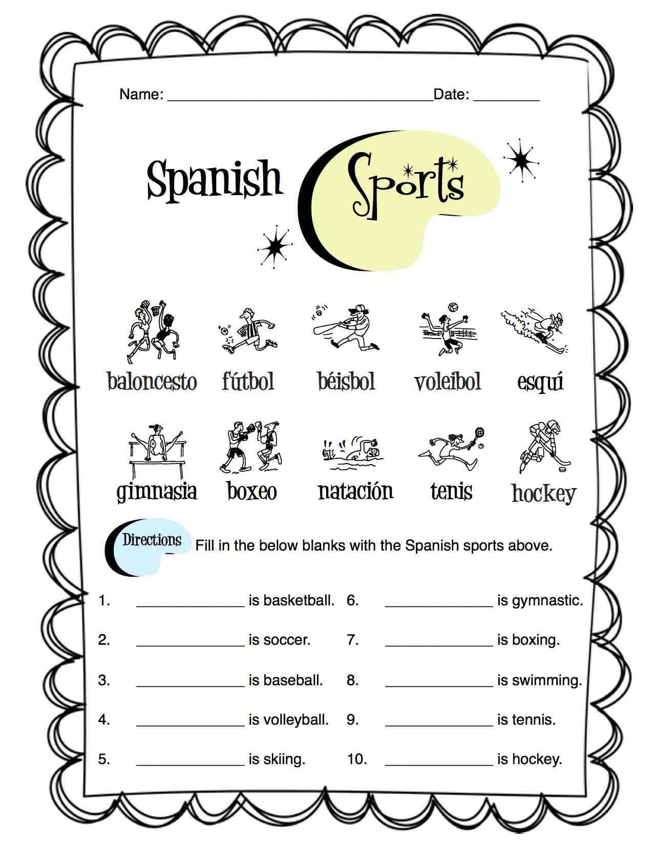 Spanish Sports Worksheet Packet Made By Teachers Spanish Sports Worksheet Packet Made By Teachers