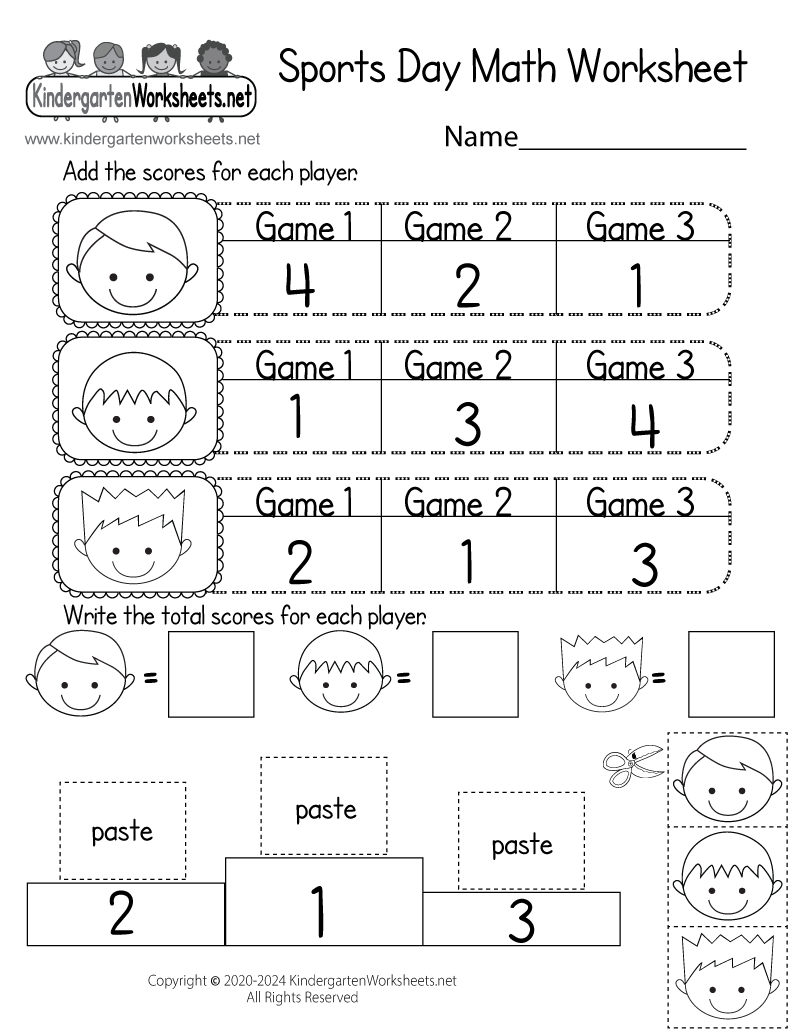 kindergarten math worksheets - printable