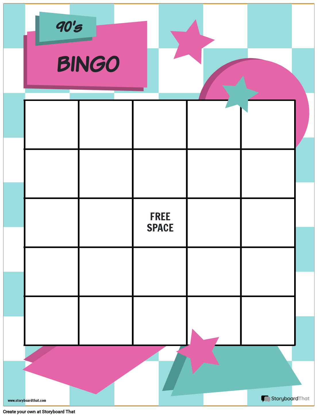 free printable bingo card template