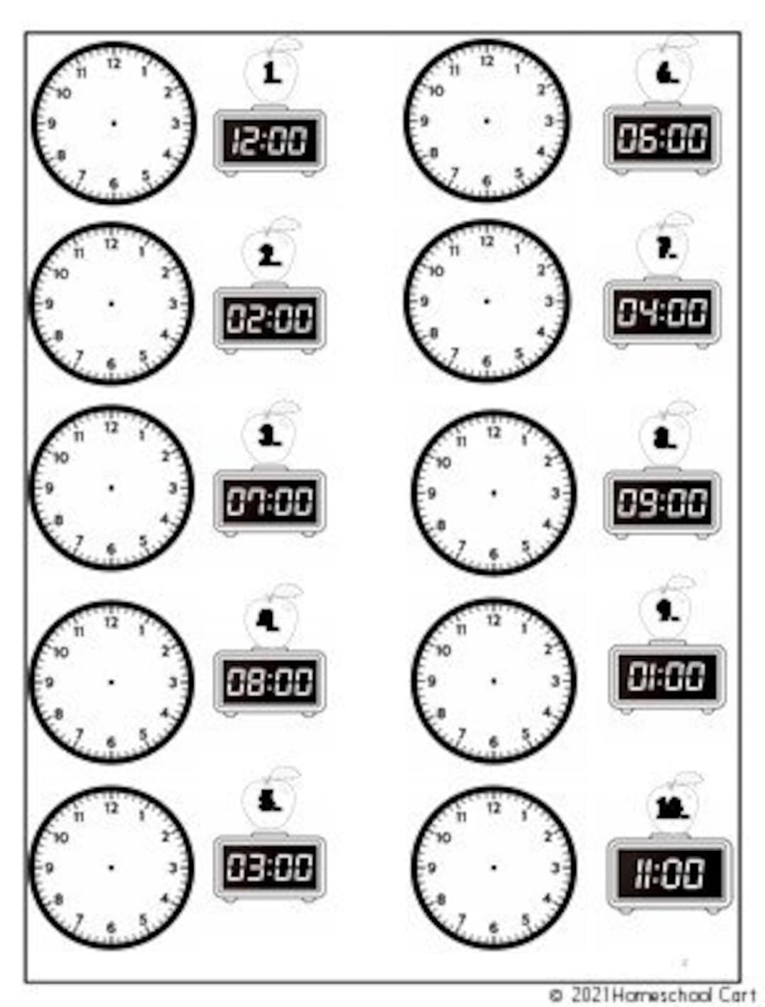 printable clock worksheets