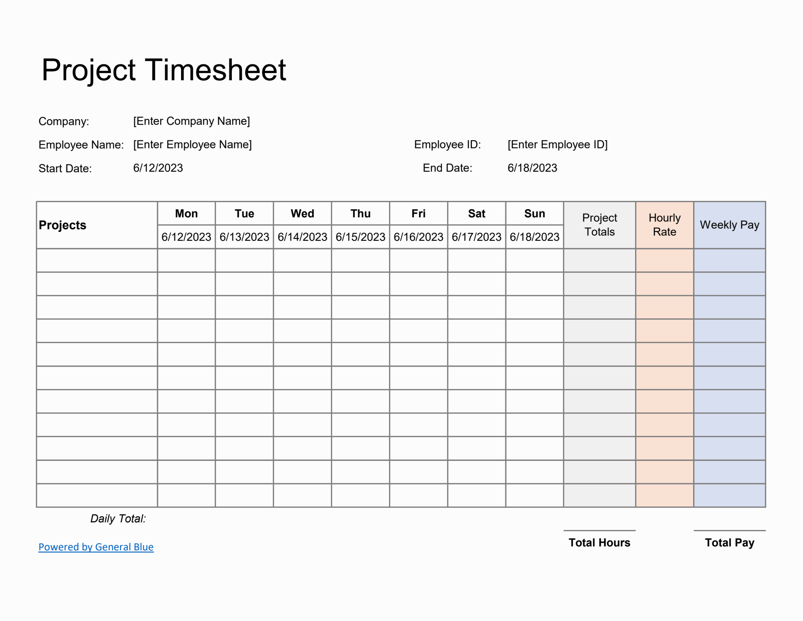 Template Word Free Printable Weekly Timesheet Employee Timesheets