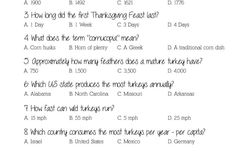 Thanksgiving Trivia a Printable For Your Gathering The Turquoise Table