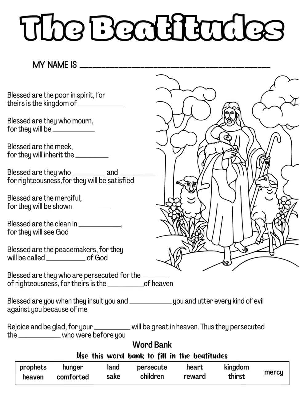 free printable beatitudes worksheet pdf free printable beatitudes worksheet pdf