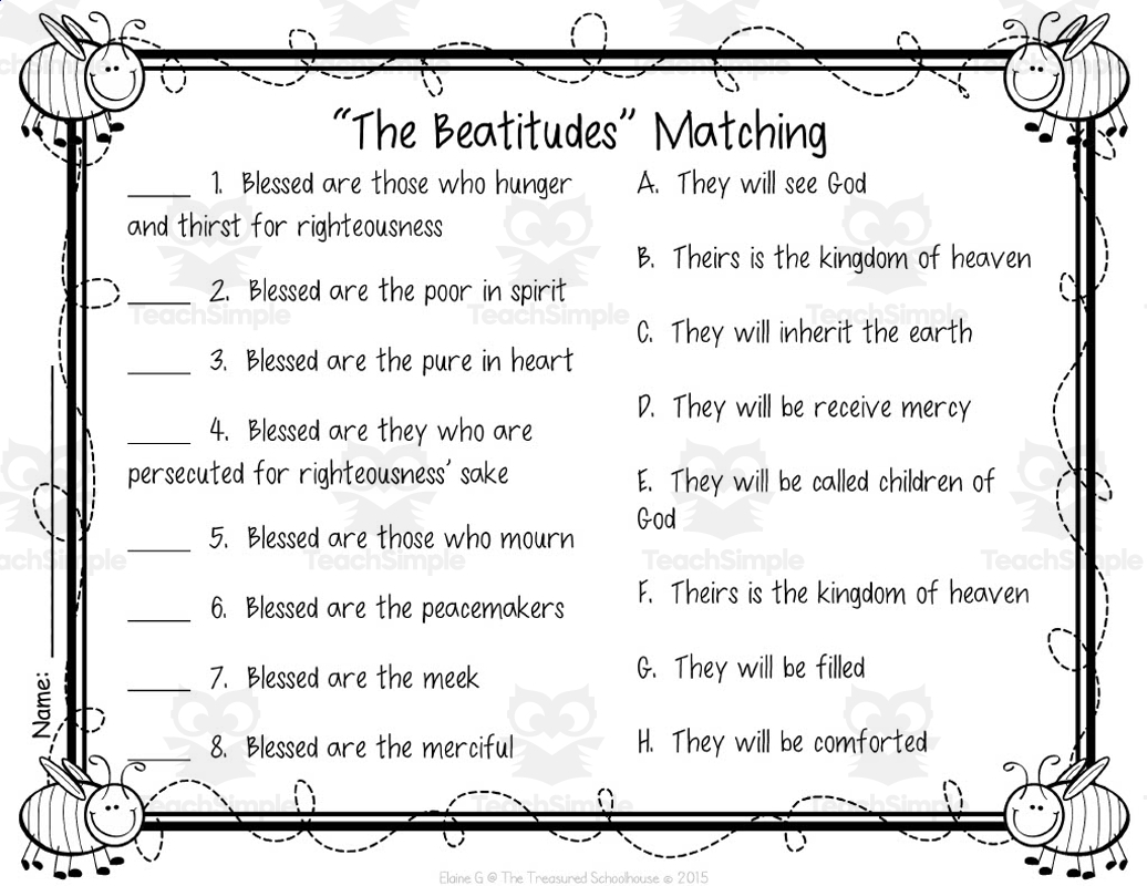 The Beatitudes Matching Cards Worksheets Catholic Version By Teach Simple The Beatitudes Matching Cards Worksheets Catholic Version By Teach Simple