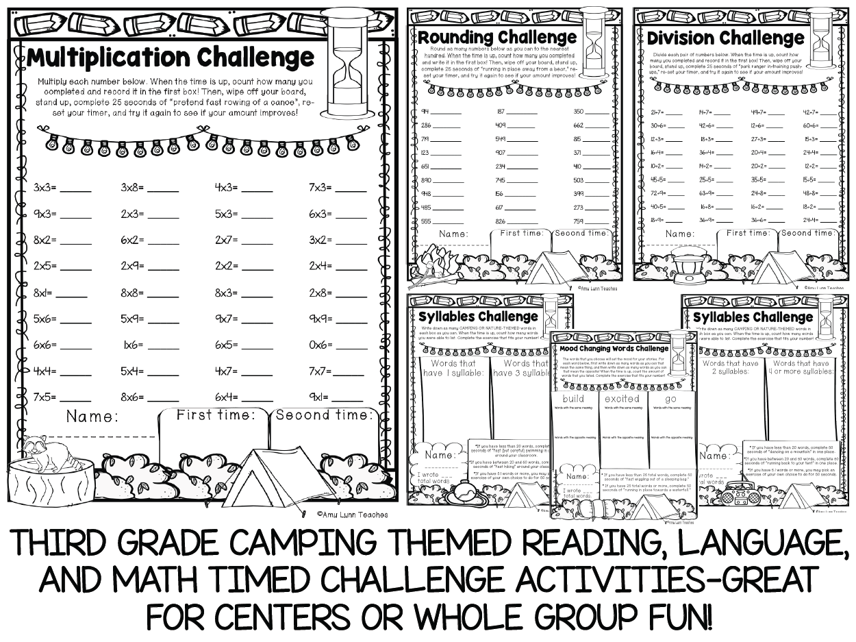 Third Grade Camping Themed Worksheets 100 Standards Aligned Printables Made By Teachers