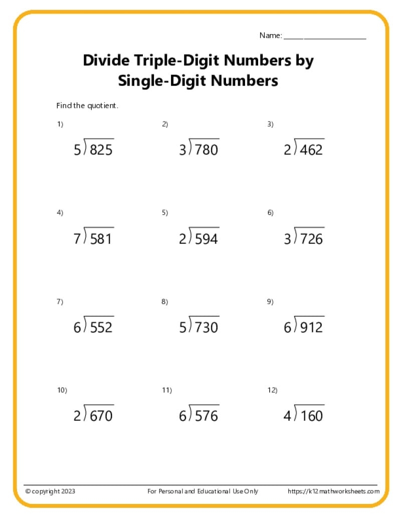 printable long division worksheets
