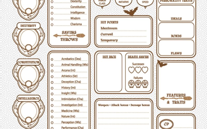 Ultimate Dnd Character Sheet PDF Printable Dungeons And Dragons 5e Sheet For Tabletop RPG Etsy
