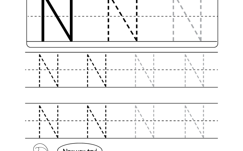 Uppercase Letter N Tracing Worksheet Doozy Moo