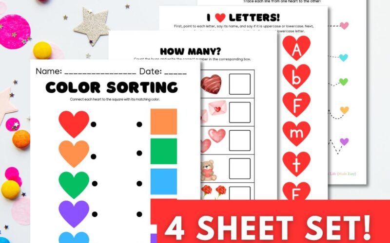 Valentine s Day Worksheets For Preschool Or Kindergarten Mom Life Made Easy