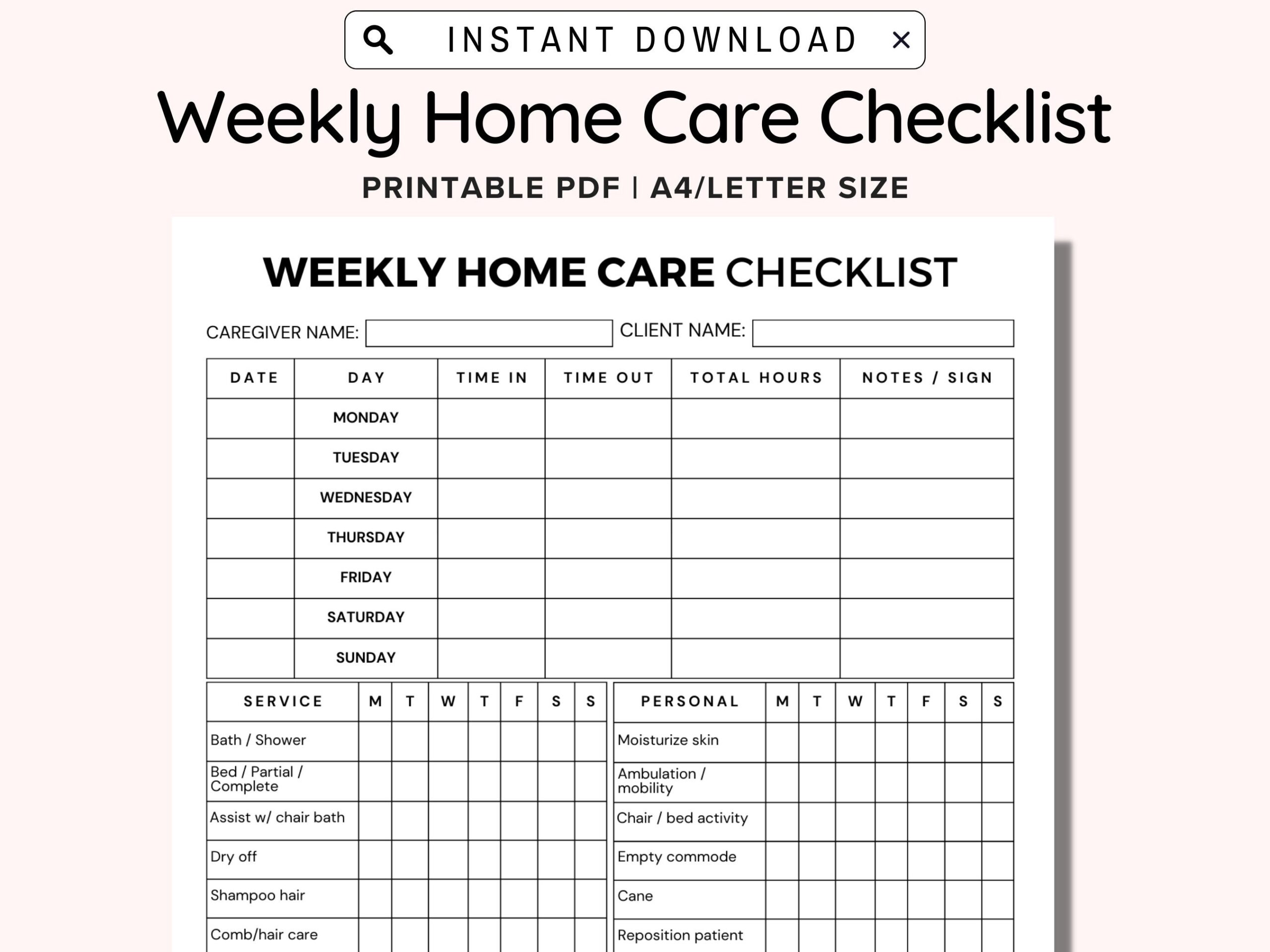 free printable caregiver daily checklist template free printable caregiver daily checklist template